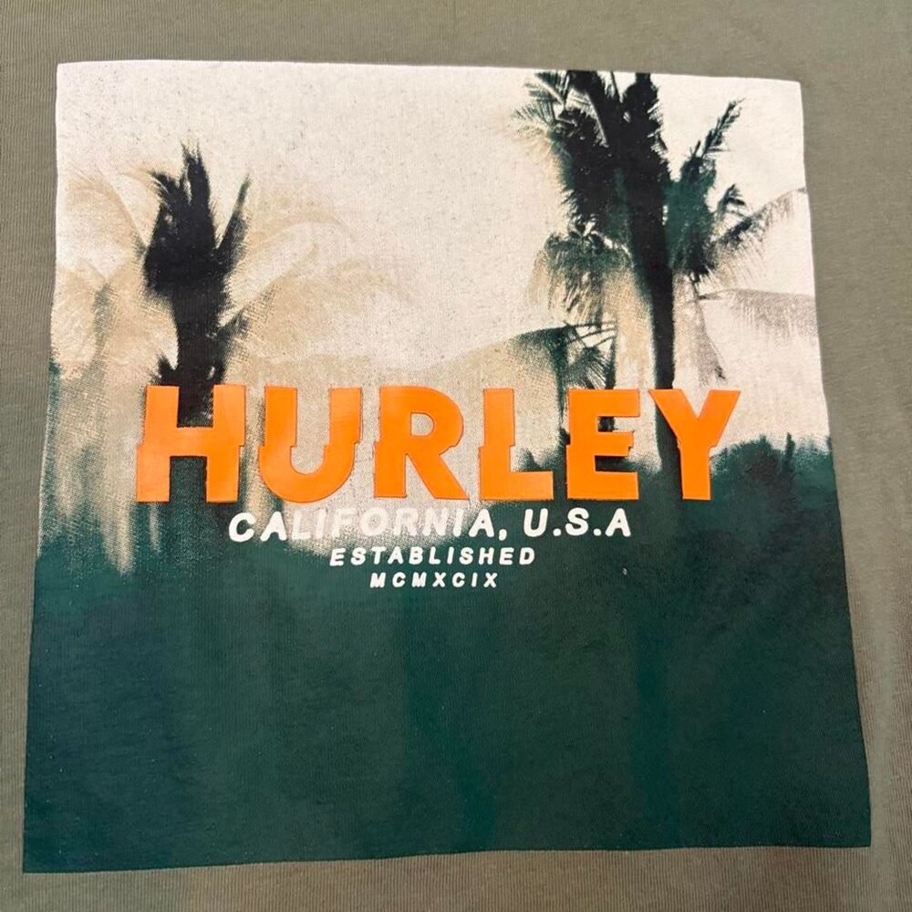 Hurley Men's Green and Khaki T-shirt